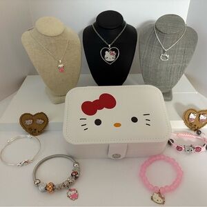 HELLO KITTY JEWELRY BOX w/ EARRINGS, NECKLACES & BRACELETS - BRAND NEW